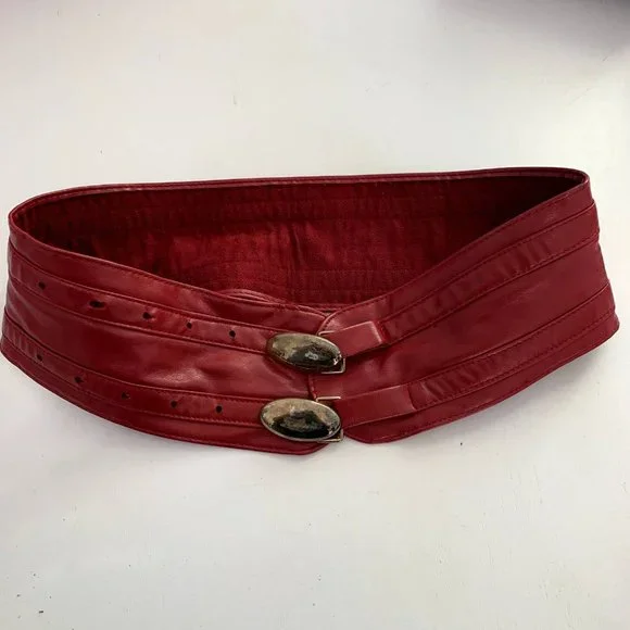 Accessories | Genuine Leather Vintage Cherry Red Wide Belt  display picture 1